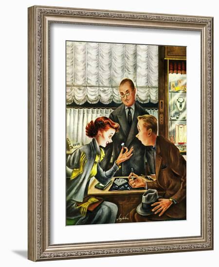 "Engagement Ring," May 7, 1949-Constantin Alajalov-Framed Giclee Print