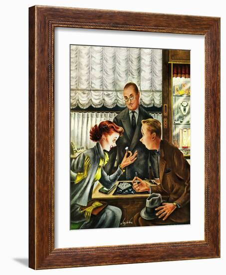 "Engagement Ring," May 7, 1949-Constantin Alajalov-Framed Giclee Print