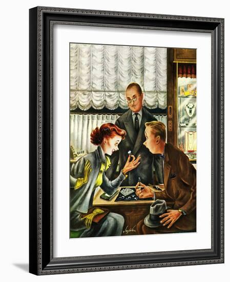 "Engagement Ring," May 7, 1949-Constantin Alajalov-Framed Giclee Print