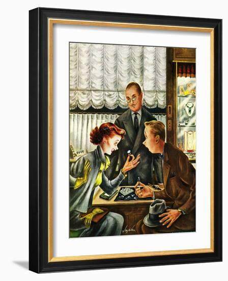 "Engagement Ring," May 7, 1949-Constantin Alajalov-Framed Giclee Print