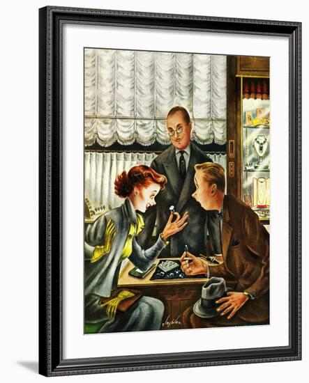 "Engagement Ring," May 7, 1949-Constantin Alajalov-Framed Giclee Print