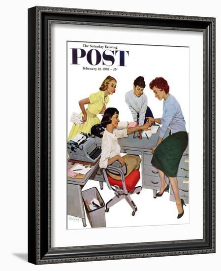 "Engagement Ring" Saturday Evening Post Cover, February 22, 1958-Kurt Ard-Framed Giclee Print