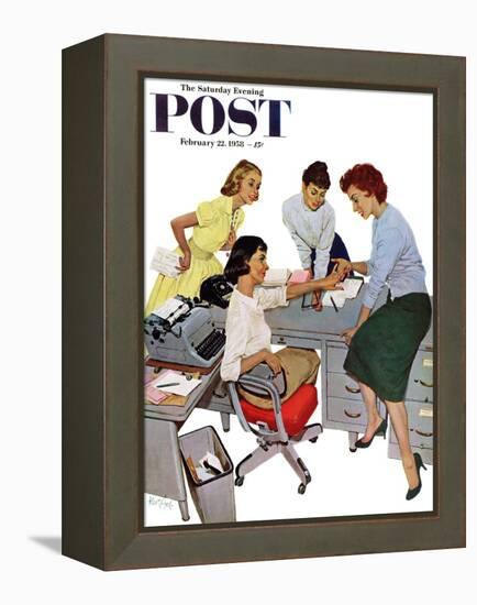 "Engagement Ring" Saturday Evening Post Cover, February 22, 1958-Kurt Ard-Framed Premier Image Canvas