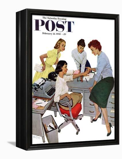 "Engagement Ring" Saturday Evening Post Cover, February 22, 1958-Kurt Ard-Framed Premier Image Canvas