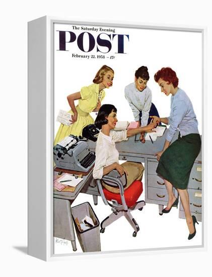 "Engagement Ring" Saturday Evening Post Cover, February 22, 1958-Kurt Ard-Framed Premier Image Canvas