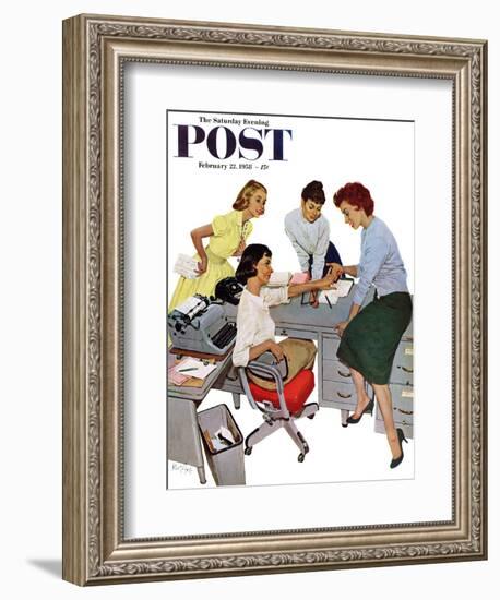 "Engagement Ring" Saturday Evening Post Cover, February 22, 1958-Kurt Ard-Framed Giclee Print