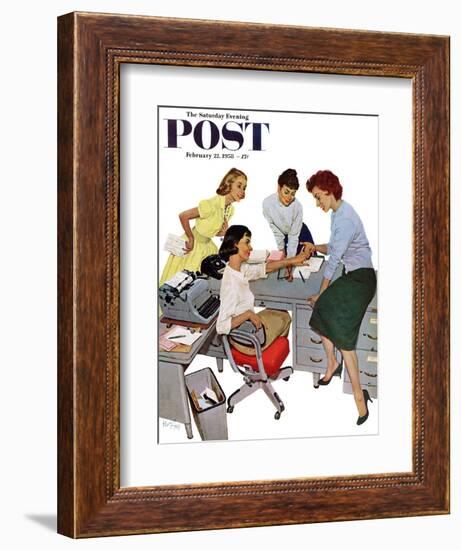 "Engagement Ring" Saturday Evening Post Cover, February 22, 1958-Kurt Ard-Framed Giclee Print