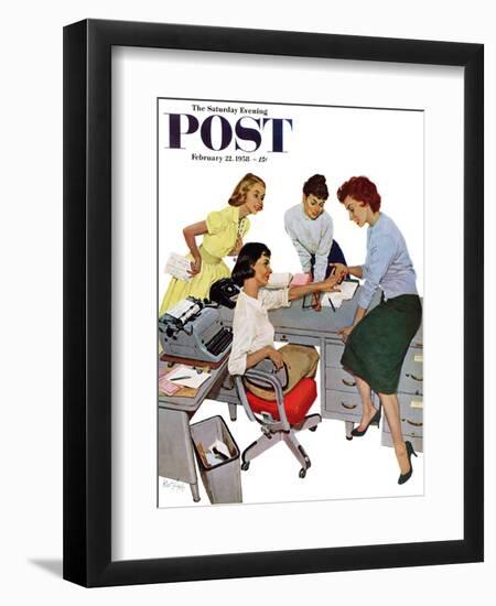 "Engagement Ring" Saturday Evening Post Cover, February 22, 1958-Kurt Ard-Framed Giclee Print