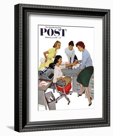 "Engagement Ring" Saturday Evening Post Cover, February 22, 1958-Kurt Ard-Framed Giclee Print