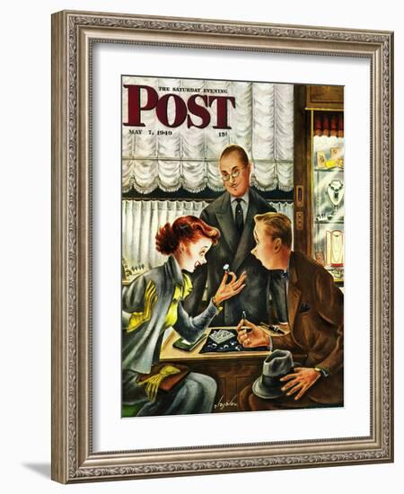 "Engagement Ring," Saturday Evening Post Cover, May 7, 1949-Constantin Alajalov-Framed Giclee Print