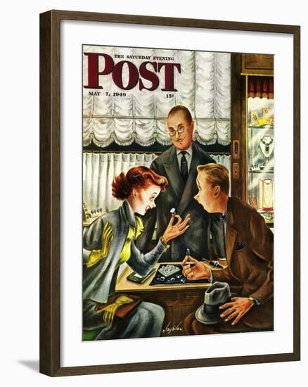 "Engagement Ring," Saturday Evening Post Cover, May 7, 1949-Constantin Alajalov-Framed Giclee Print