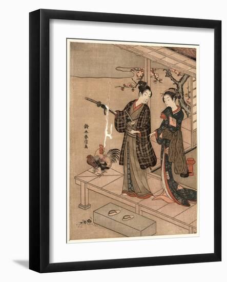 Engawa No Wakai Danjo-Suzuki Harunobu-Framed Giclee Print