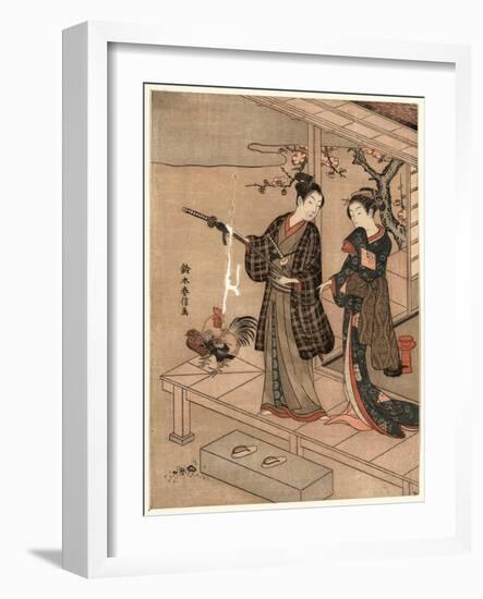 Engawa No Wakai Danjo-Suzuki Harunobu-Framed Giclee Print