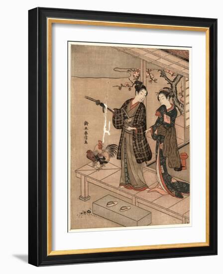 Engawa No Wakai Danjo-Suzuki Harunobu-Framed Giclee Print