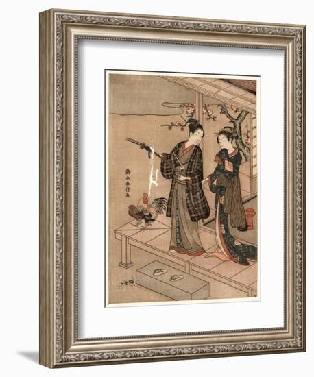 Engawa No Wakai Danjo-Suzuki Harunobu-Framed Giclee Print