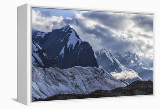 Engilchek Glacier and Khan Tengri Mountain, Central Tian Shan Mountain range, Border of Kyrgyzstan-G&M Therin-Weise-Framed Premier Image Canvas