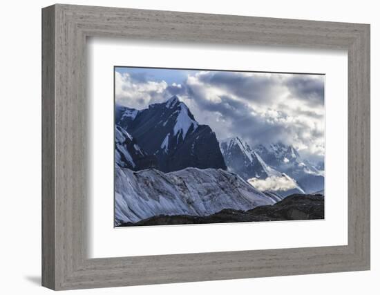 Engilchek Glacier and Khan Tengri Mountain, Central Tian Shan Mountain range, Border of Kyrgyzstan-G&M Therin-Weise-Framed Photographic Print