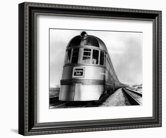 Engine Head on of Burlington Route Railroad Streamliner Denver Zephyr Chicago to Denver-null-Framed Photographic Print