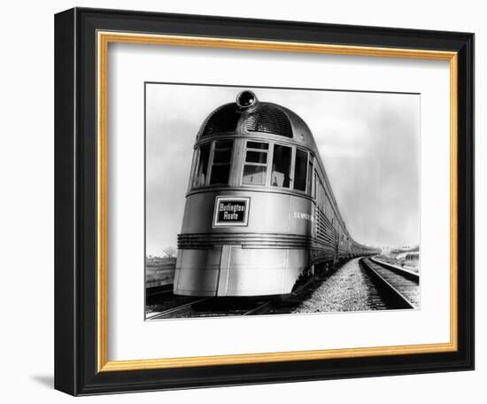 Engine Head on of Burlington Route Railroad Streamliner Denver Zephyr Chicago to Denver-null-Framed Photographic Print