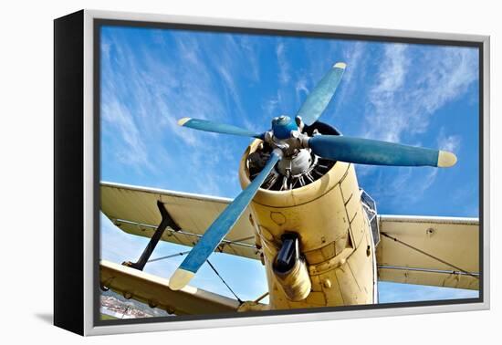 Engine of an Old Airplane from Low Angle-Gudella-Framed Premier Image Canvas