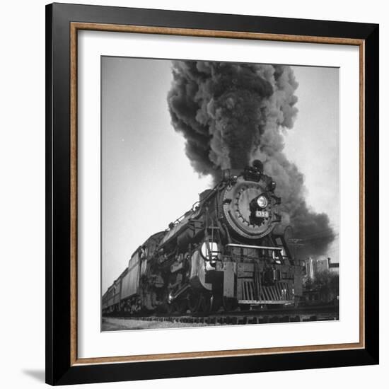 Engine Spewing Smoke as Train Proceeds En Route-John Phillips-Framed Photographic Print