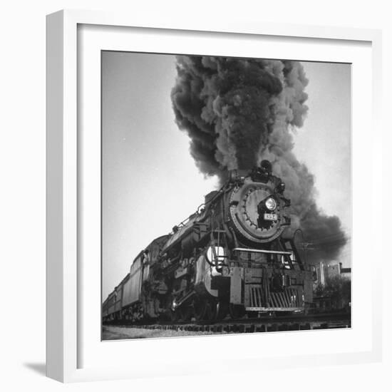 Engine Spewing Smoke as Train Proceeds En Route-John Phillips-Framed Photographic Print