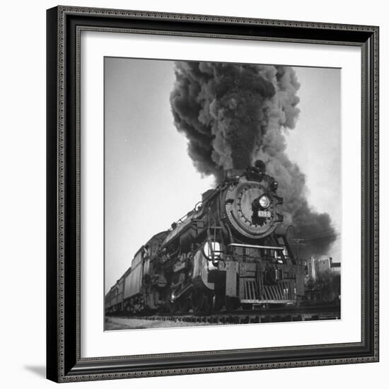 Engine Spewing Smoke as Train Proceeds En Route-John Phillips-Framed Photographic Print