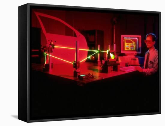 Engineer Using Laser Technology to Analyze Vehicle Vibrations at Ford Advanced Engineering Center-Ted Thai-Framed Premier Image Canvas