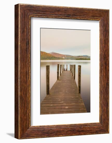 England, Cumbria, Lake District, Derwentwater, Wooden Jetty-Steve Vidler-Framed Photographic Print
