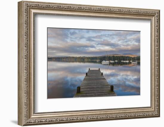 England, Cumbria, Lake District, Windermere, Wooden Jetty-Steve Vidler-Framed Photographic Print