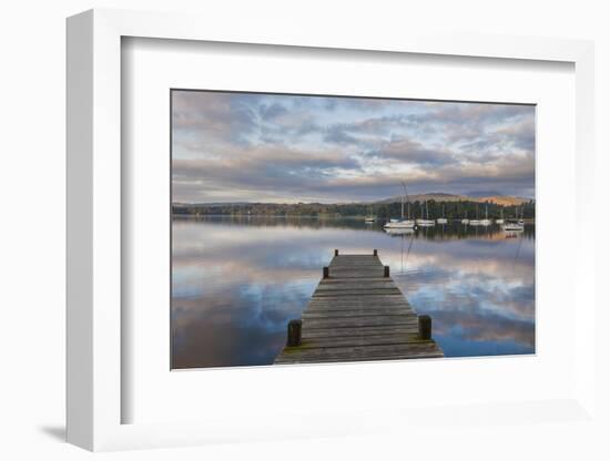 England, Cumbria, Lake District, Windermere, Wooden Jetty-Steve Vidler-Framed Photographic Print