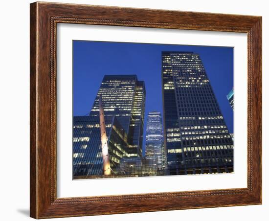 England, London, Docklands, Canary Wharf, Office Buildings at Night-Steve Vidler-Framed Photographic Print