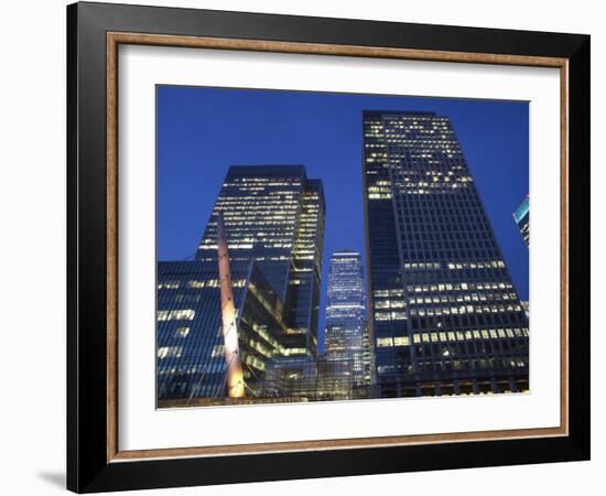 England, London, Docklands, Canary Wharf, Office Buildings at Night-Steve Vidler-Framed Photographic Print