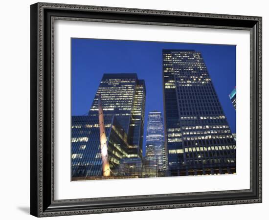 England, London, Docklands, Canary Wharf, Office Buildings at Night-Steve Vidler-Framed Photographic Print