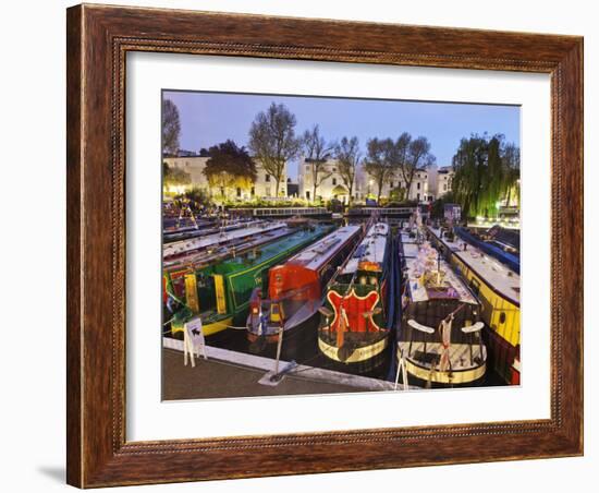 England, London, Little Venice, Canal Boats-Steve Vidler-Framed Photographic Print