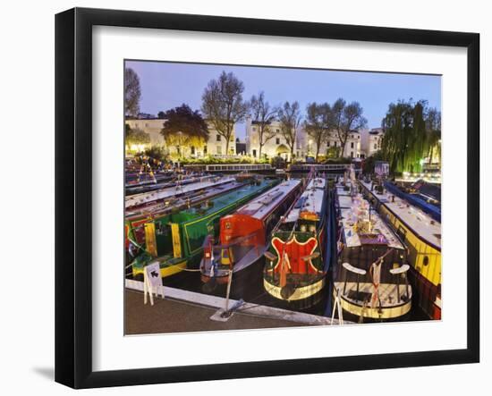 England, London, Little Venice, Canal Boats-Steve Vidler-Framed Photographic Print