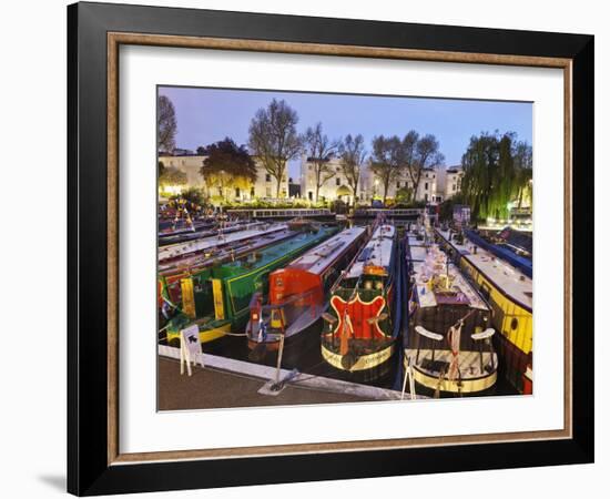 England, London, Little Venice, Canal Boats-Steve Vidler-Framed Photographic Print