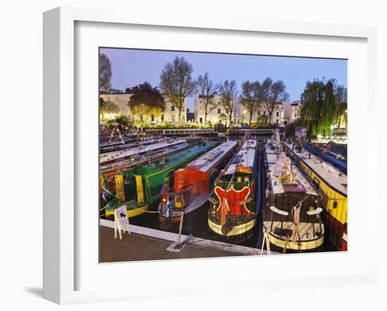 England, London, Little Venice, Canal Boats-Steve Vidler-Framed Photographic Print