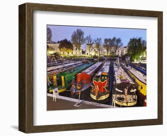 England, London, Little Venice, Canal Boats-Steve Vidler-Framed Photographic Print