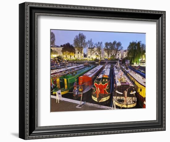 England, London, Little Venice, Canal Boats-Steve Vidler-Framed Photographic Print