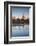 England, London, Person Reflected in Puddle at Dawn-Walter Bibikow-Framed Photographic Print