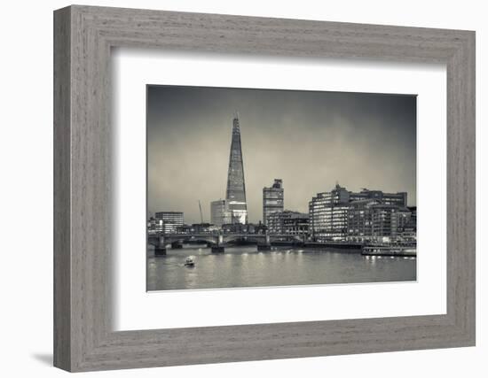 England, London, Shard Building from Millennium Bridge, Dusk-Walter Bibikow-Framed Photographic Print