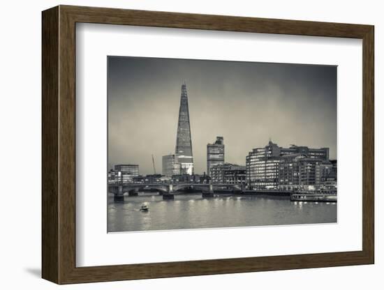 England, London, Shard Building from Millennium Bridge, Dusk-Walter Bibikow-Framed Photographic Print