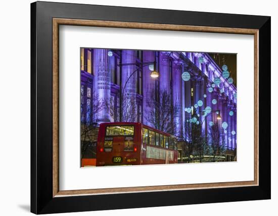 England, London, Soho, Oxford Street, Christmas Decorations and Bus-Walter Bibikow-Framed Photographic Print