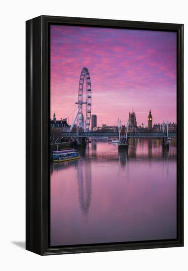 England, London, Southbank, the London Eye, Sunrise-Walter Bibikow-Framed Premier Image Canvas