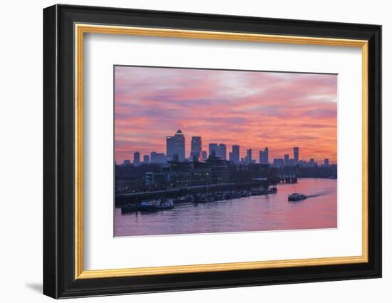 England, London, Sunrise Over Docklands and Canary Wharf-Steve Vidler-Framed Photographic Print