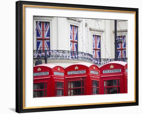 England, London, the Strand, Red Telephone Box and Union Jack Bunting to Celebrate the Queens Diamo-Jane Sweeney-Framed Photographic Print