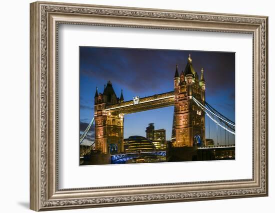 England, London, Tower Bridge, Dusk-Walter Bibikow-Framed Photographic Print