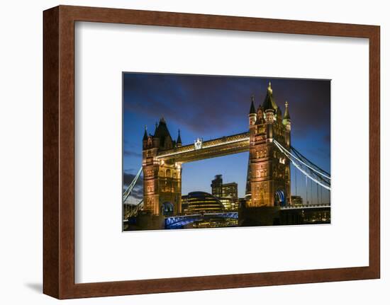 England, London, Tower Bridge, Dusk-Walter Bibikow-Framed Photographic Print