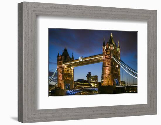 England, London, Tower Bridge, Dusk-Walter Bibikow-Framed Photographic Print